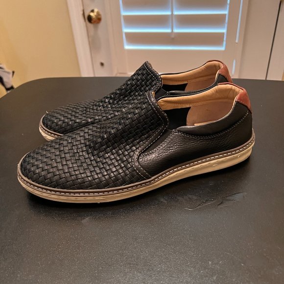 Johnston & Murphy size 9 black woven leather slip-on shoes main image 7